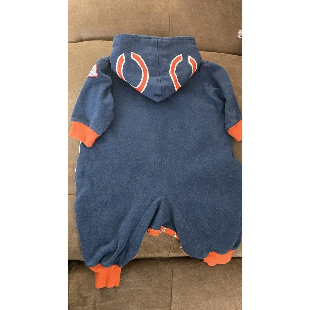 Vintage Chicago Bears Baby Romper 12M Hooded Fleece NFL Kid Athlete Outfit
